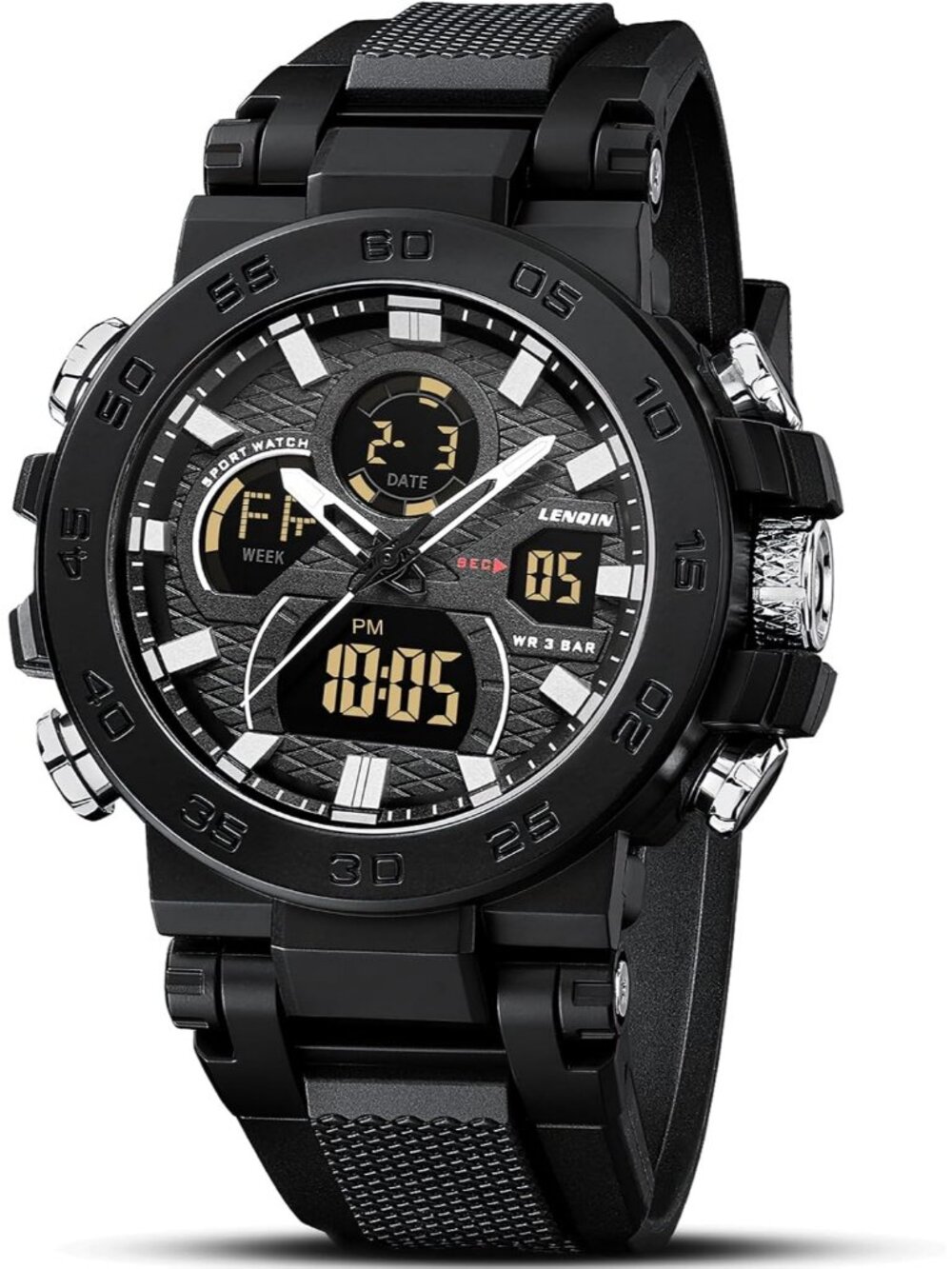 Men's Black Digital Military Army Survival Tactical Sports Waterproof WristWatch